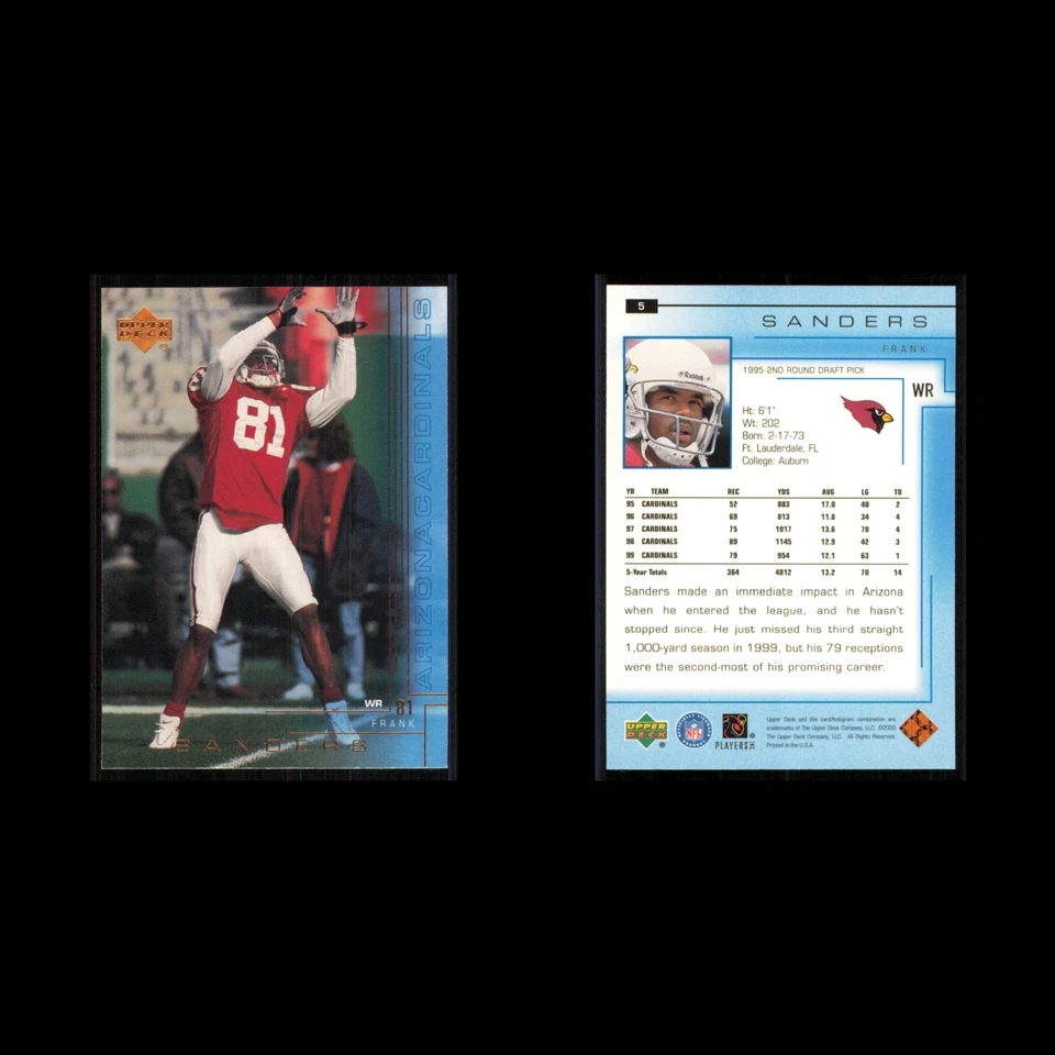 Frank Sanders #5 2000 Upper Deck Arizona Cardinals Football Card NFL NM - Image 3 of 3