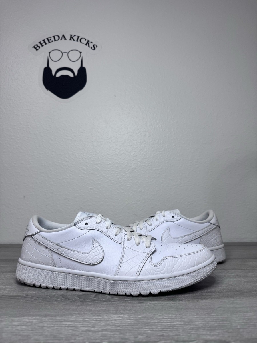 Size 14 - Nike Air Jordan 1 Low G Triple White Croc DD9315-110