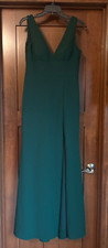 Betsy & Adam Women's V-Neck Front Slit Dark Green Ball Formal Gown size 6 EUC