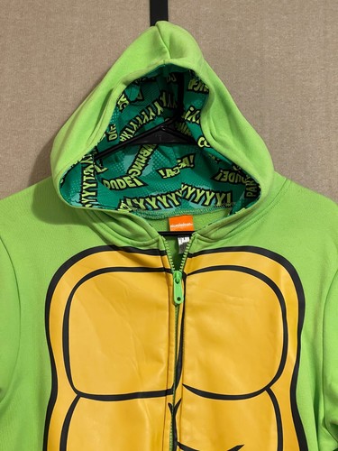 Nickelodeon Jacket Ninja Turtles Child L/XL Leonardo Hooded Green - Picture 2 of 10