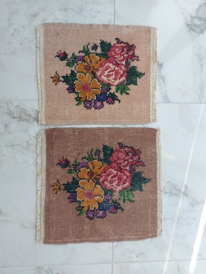 Floral Handwoven ART CARPET RUG, Vintage Decor Carpet Rug, Roses Faded Rug