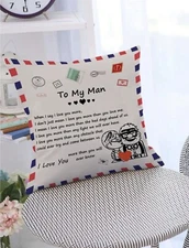 To My Man Pillow Cover | Beige Color | 45cmX45cm | Envelope Letter Style