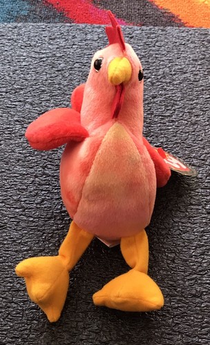 TY ORIGINAL GORRO BEBÉ 7” PELUCHE, RARO Y DIFÍCIL DE ENCONTRAR GARABATO GALLO, 1996, TIE DYE, ¡BONITO! - Imagen 9 de 14