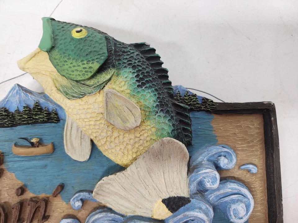 Vintage Gone Fishin 3D Fish Wall Plaque Hanging Cabin Coastal Rustic - Image 2 of 4