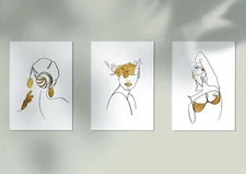 Lovers Gift Set of 3 A4 Arts, Ready to Frame, Line Art High-Quality Paper