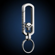 EDC Titanium TC4 Skull Keychain Carabiner w/ Key Ring Outdoor Fast Hanging Tool