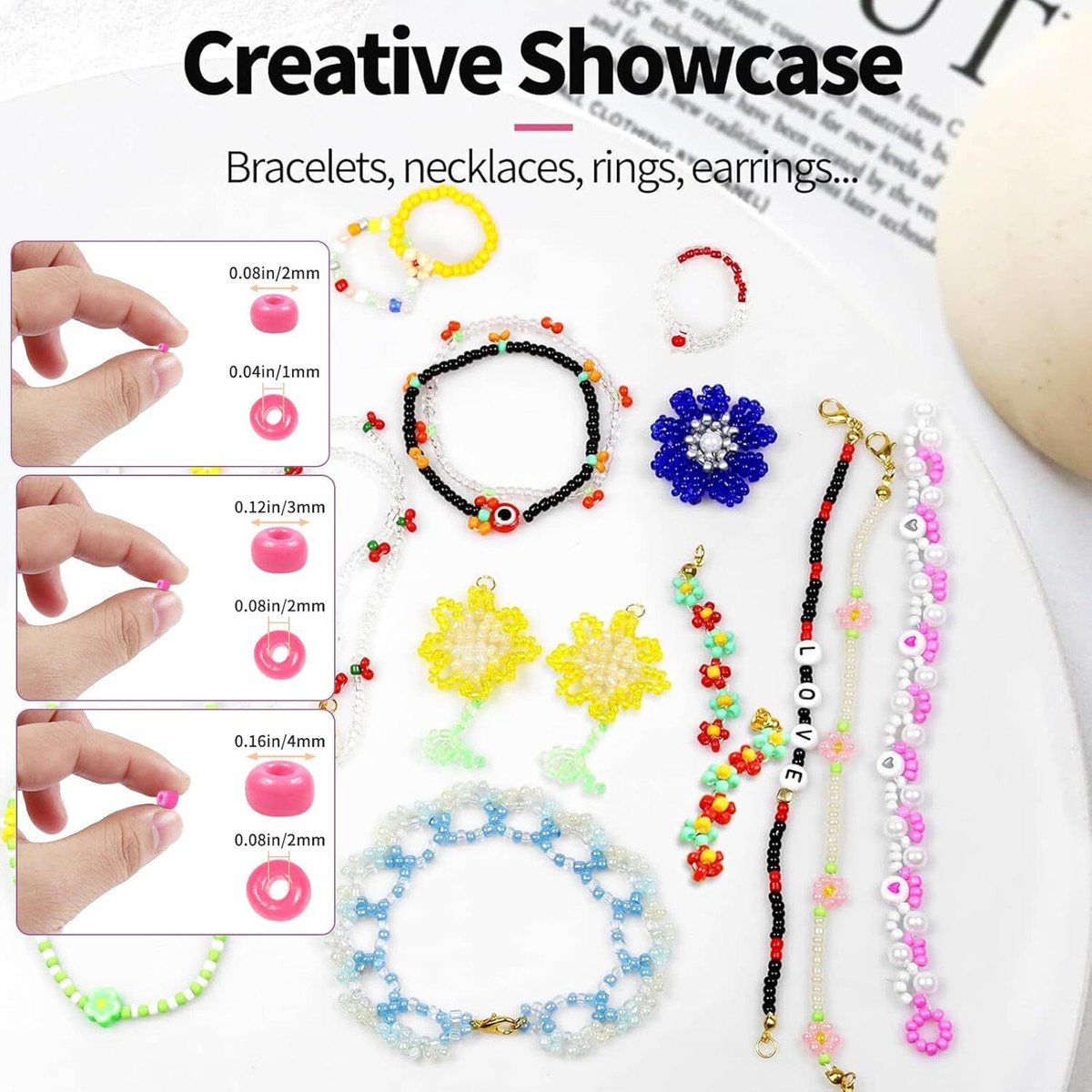 TOAOB 500 Pezzi Perle per Braccialetti 6 mm 10 Colori Perla Vetro per