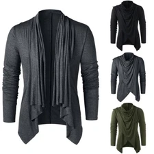 Men's Casual Shawl Collar Cardigan With Long Sleeves And Unique Overlap Style