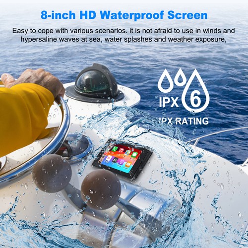8" Marine Multimedia Player Waterproof Boat Stereo Wireless CarPlay Android Auto - Picture 6 of 9