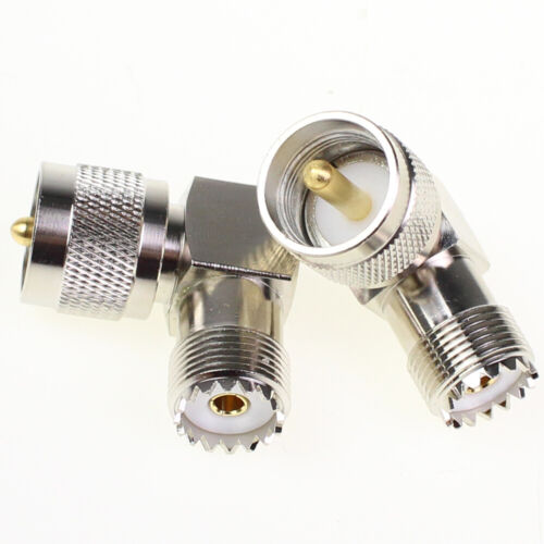 2 Stück RF Koaxial Adapter UHF Stecker PL259 auf Buchse So239 rechter Winkel Stecker - Bild 2 von 5
