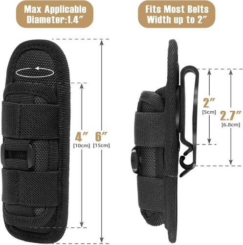 Taktische Molle Taschenlampe Tasche Jagd 360 Grad drehbar Holster Torch Case - Bild 4 von 16