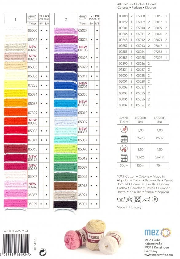 Anchor "Puppets Lyric" ; Baumwollgarn,8 fädig-diverse Farben (59,00€/kg) - Bild 1 von 1