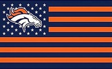 2 Denver Broncos Stars Stripes US Flag Design Vinyl Stickers 5x3.3 Decals