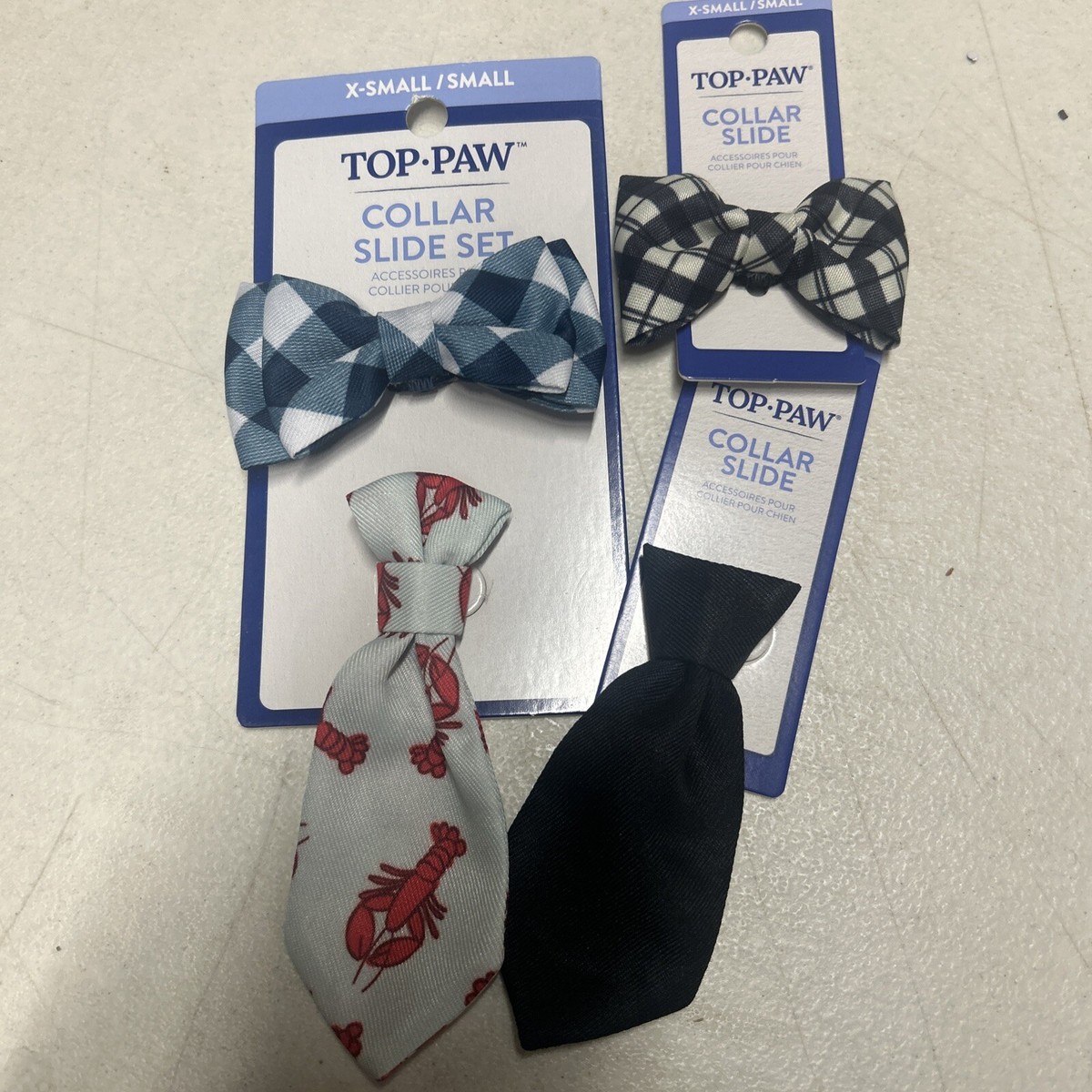 Top Paw Black Plaid BowTie Pet Dog Collar Slide Size XS/Small NWTs