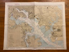 VINTAGE ORIGINAL NOAA DEPT OF COMMERCE NAUTICAL MAP BALTIMORE HARBOR. LARGE