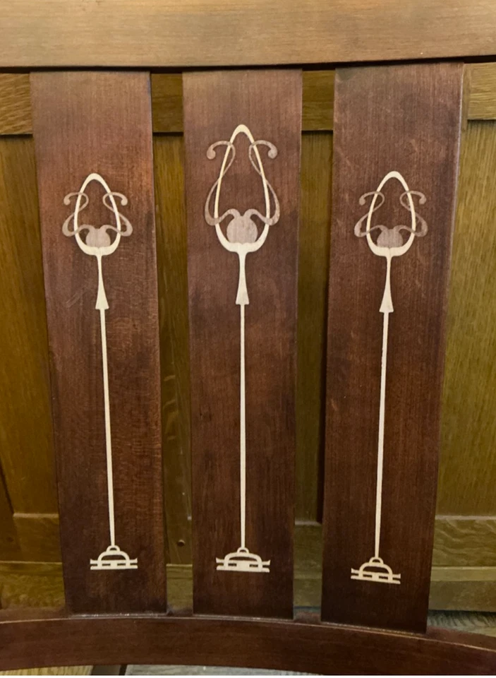 Mecedoras Harvey Ellis Mission Arts & Craft 1 cereza/1 roble con incrustaciones adhesivas Foto 3 de 4