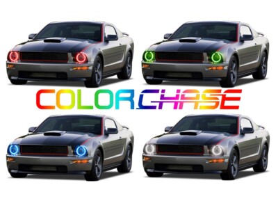 Color Chasing LED Headlight Flow Halo kit for Ford Mustang 05-09