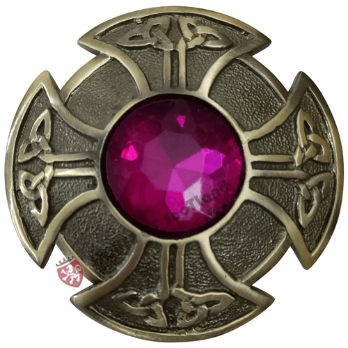 Scottish Kilt Fly Plaid Brooch Various Stone 3" Celtic Knot Pin Brooch Antique - Picture 6 of 12