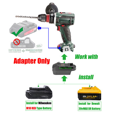 1 Adapter for Metabo (Not HPT) 18V Tool, Fits Milwaukee & DeWalt 18V/20V Battery