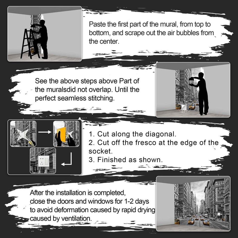 Fightal Gray New York City Street Mural Wall Decoration Large Wall