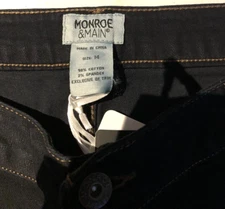 Monroe and Main Size 14 Blue Denim Jeans with accent leather strips on side