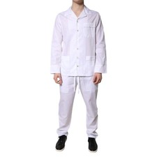 DOLCE & GABBANA Ropa de Dormir Blanco Algodón Camisa Pantalones Conjunto de Pijama 39/US15.5/S 1200usd