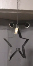 Vintage Style Rustic Look Metal Hanging Star Taper Candle Holder - Black
