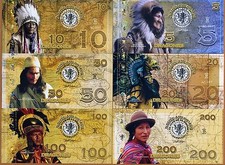 JUEGO DE POLÍMEROS, El Club De La Moneda, 5;10;20;50;100;200 2016 nativos americanos