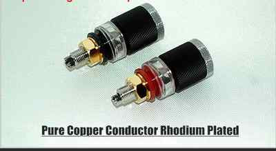 4x Hifi 015SBP copper Rhodium Plated Speaker AMP Terminal Binding Socket Post 
