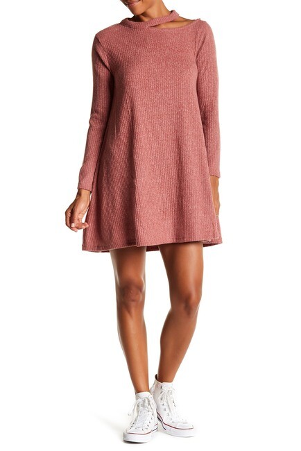 cotton emporium sweater dress Cotton Emporium Split Neck A-Line Sweater Dress at Nordstrom Rack - Womens Casual Dresses