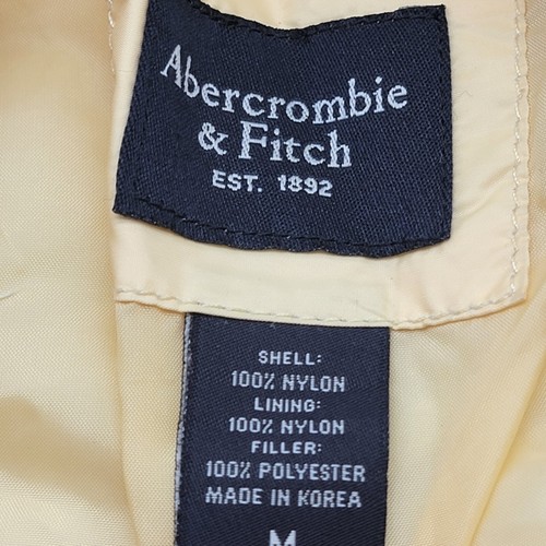 Abercrombie & Fitch Jacket Women's M Butter Yellow Puffer Full Zip Pockets Nylon - Picture 2 of 11