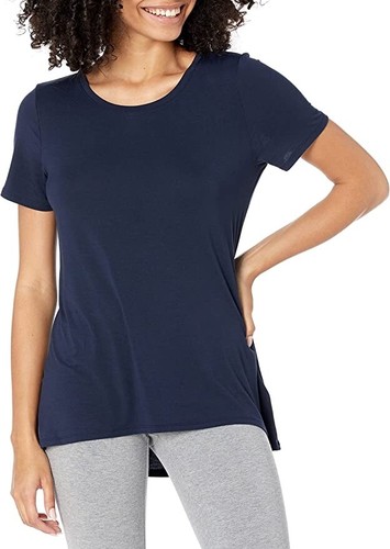 Amazon Essentials Women's Relaxed-Fit Short-Sleeve Scoopneck Swing Tee Navy L