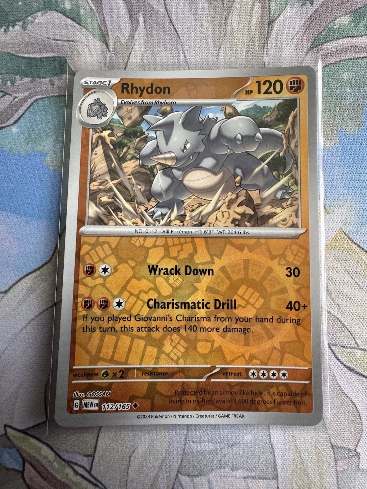 Pokemon 151 Rhydon Reverse Holo Rare 112/165 Near Mint
