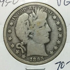 1895-O  VG  Barber Half Dollar  LY and part of IT   Better Date    Combined Ship