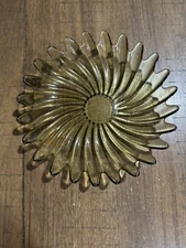 Vintage Fostoria 9” Centerpiece Bowl Dish Yellow Amber Glass Flower Petals EUC