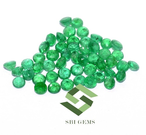 2.75 mm Natural Emerald Round Cut Lot 50 Pcs 4.47 CTS Calibrated Loose Gemstones - Picture 3 of 5