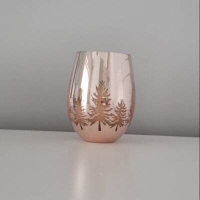 Großes Roségold Weihnachtsbaum Kerzenglas - Spa Winter & frischer Duft 