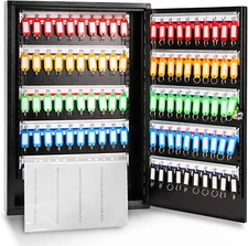 Key Box 100 Position Steel Key Safe Cabinet, Wall Mount Key Holder Lock Box with