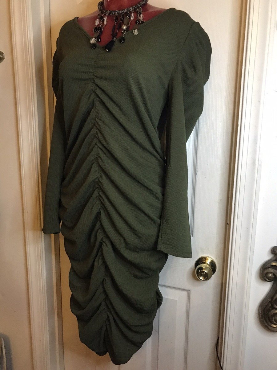 olive green bodycon dress plus size Plus Size Noir Cowl Neck Dress