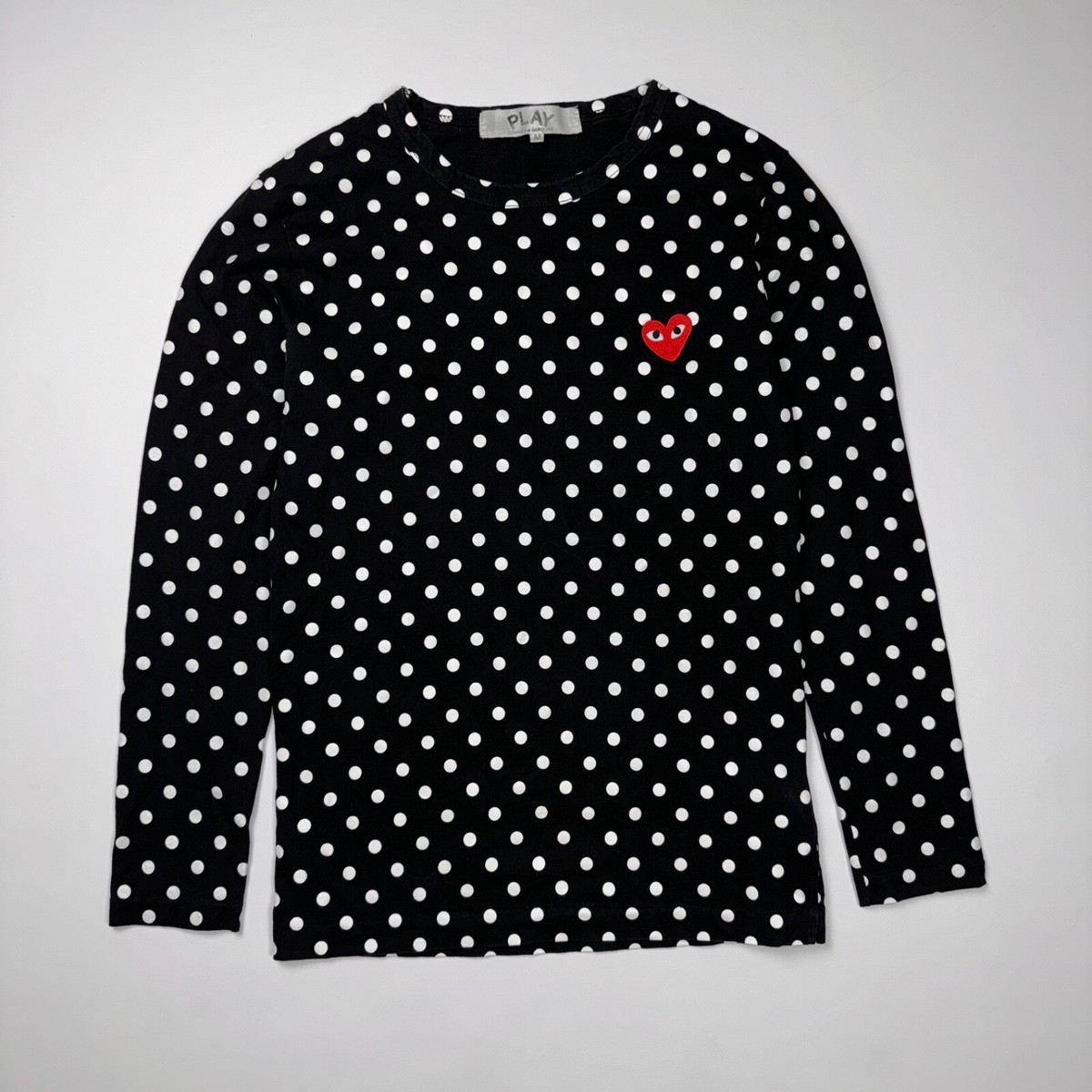 COMME DES GARCONS PLAY HEART LONG SLEEVE POLKA DOT sz M WOMEN | eBay