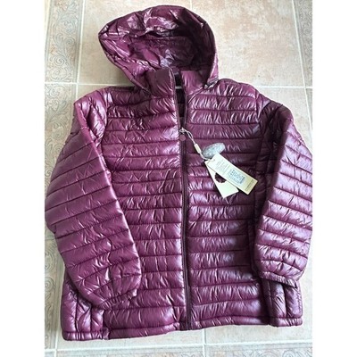 New ! J.B.SHUN Down Puffer Jacket burgundy women size XL