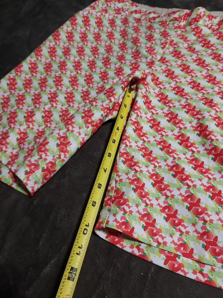Pantalones Cortos de Golf Peter Millar Mujer Bermudas Florales - Talla 10 Rojo Verde Blanco Usados en Excelente Condición Foto 4 de 4