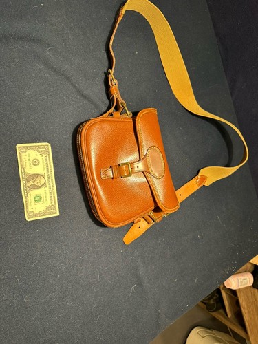 Vintage Brown England Custom Shooting Leather Cartridge shell case Bag 