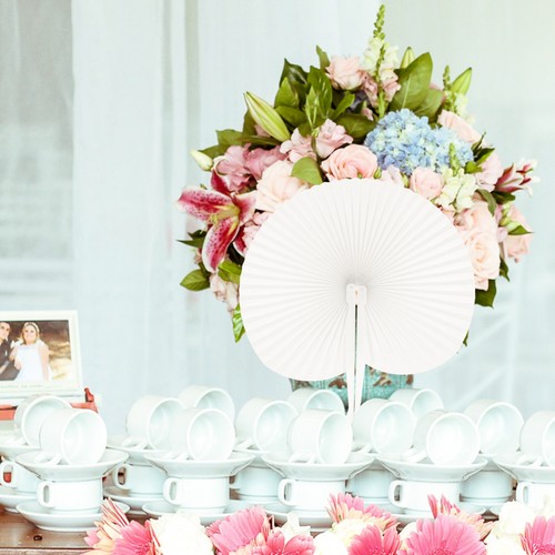 20 Piezas Ventiladores Blancos Favores de Boda Papel Plástico Mango Plegado para Plegar - Imagen 5 de 12