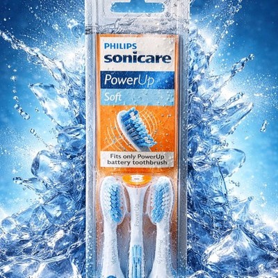 Philips Sonicare PowerUp Toothbrush 3 Pack Soft Replacement Brush Heads New