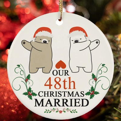 Our 48th Christmas Married Ornament Bear Couple Dabbing 48 Year Anniversary Gift