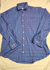 Peter Millar Shirt Men XL Blue Check Plaid Button Up Long Sleeve Collared Casual