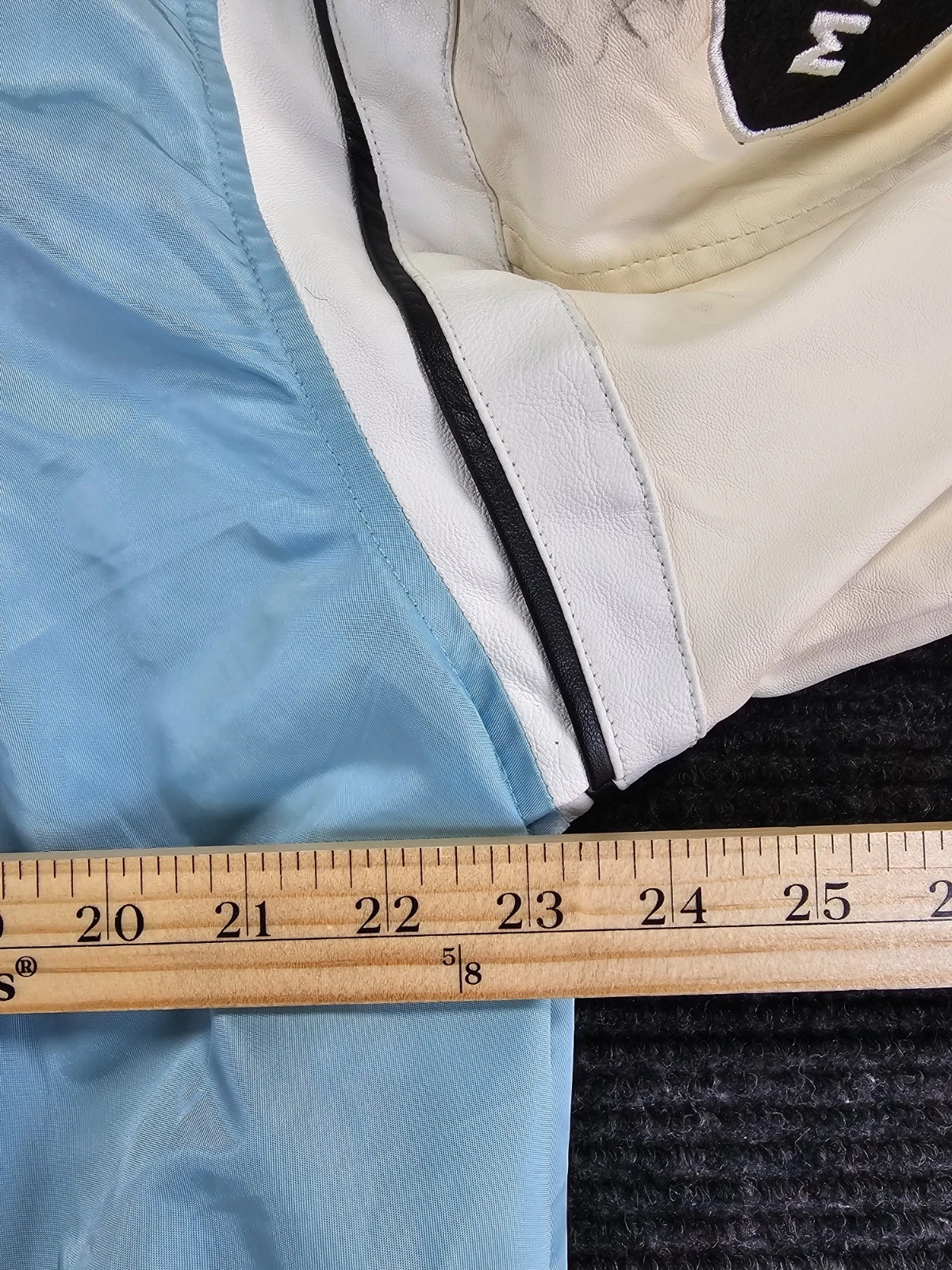 First Row Jacket Pen & Brush Varsity Jacket Mens Medium Sky Blue Quilted Lined - product detail image 13