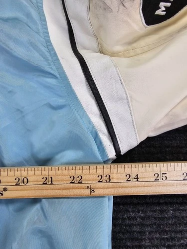 First Row Jacket Pen & Brush Varsity Jacket Mens Medium Sky Blue Quilted Lined image 13