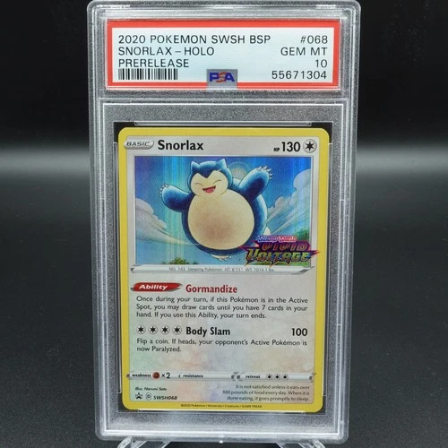 PSA 10 GEM POKEMON CARD 2020 VIVID VOLTAGE PROMO SNORLAX PRE-RELEASE #068
